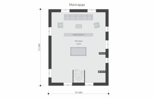 Проект одноэтажного жилого дома с мансардой